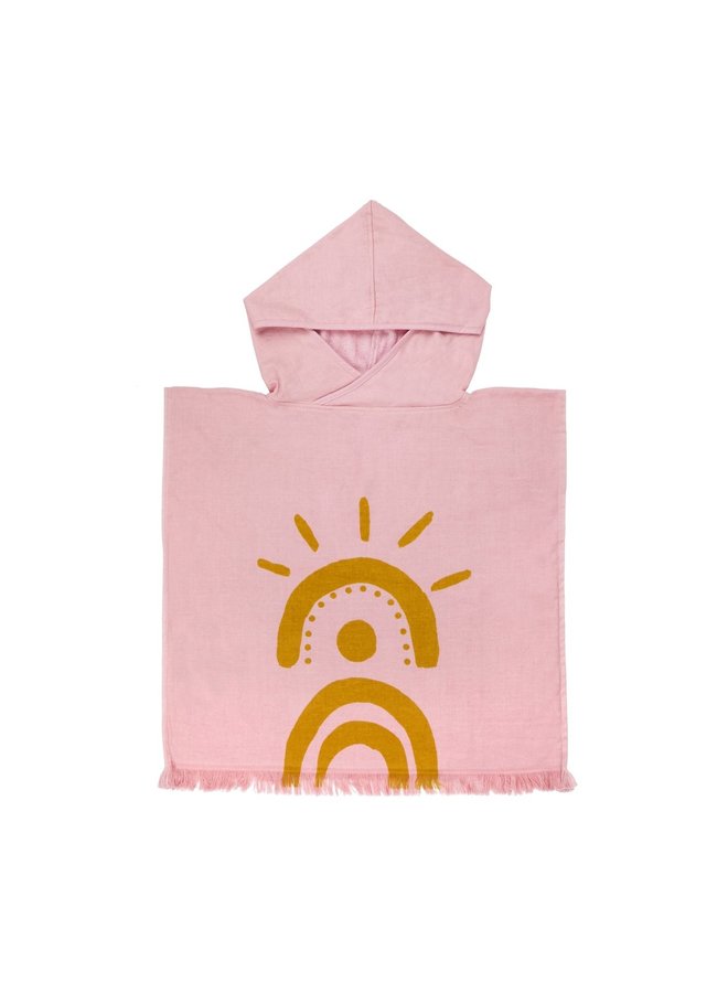 SUNNYLIFE Badeponcho  rosa gold mit Kapuze und Fransen