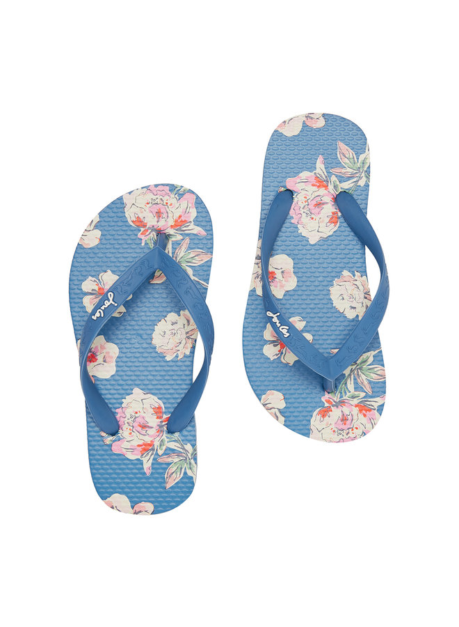 TOM JOULE Zehentrenner Sandalen Blumen blau