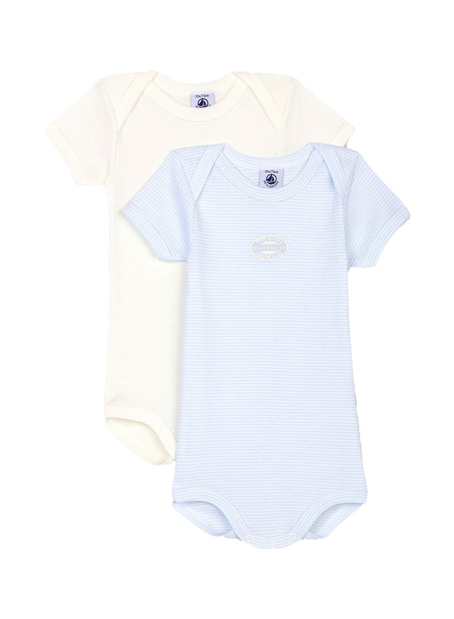 Petit Bateau Baby Bodyset  Jungen 2 Teile bleu creme