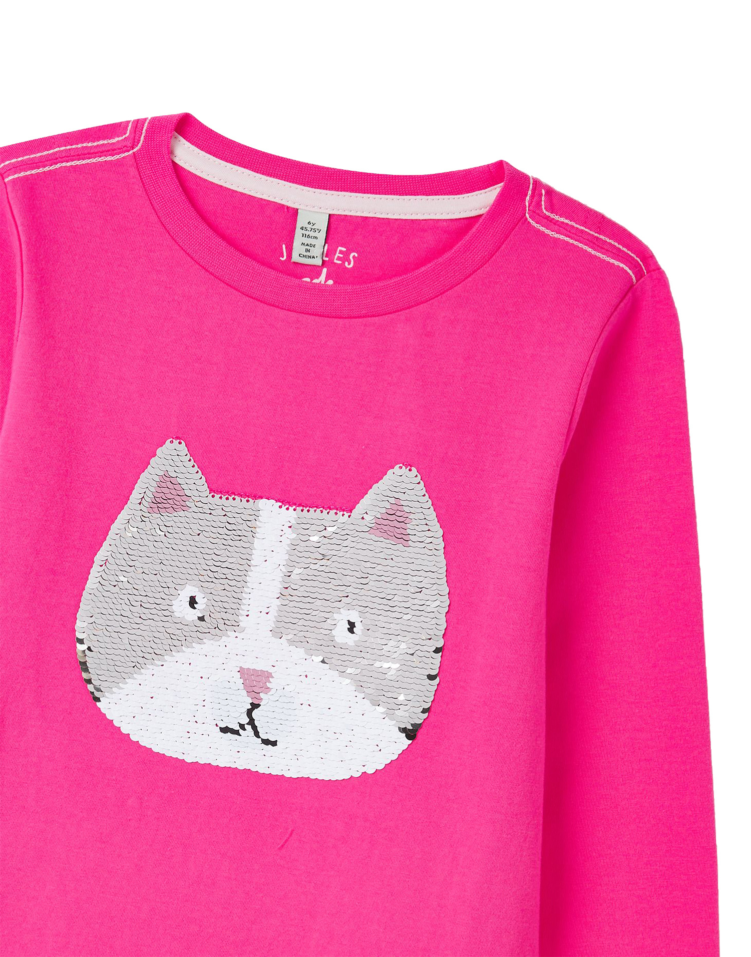 TOM JOULE Langarmshirt pink / - Hund AVA Coolkids-Store Wendepailletten Katze