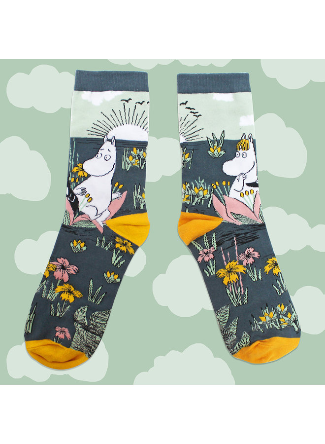 House of Disaster Socken Mumin Lotusblumen mit schönem Print