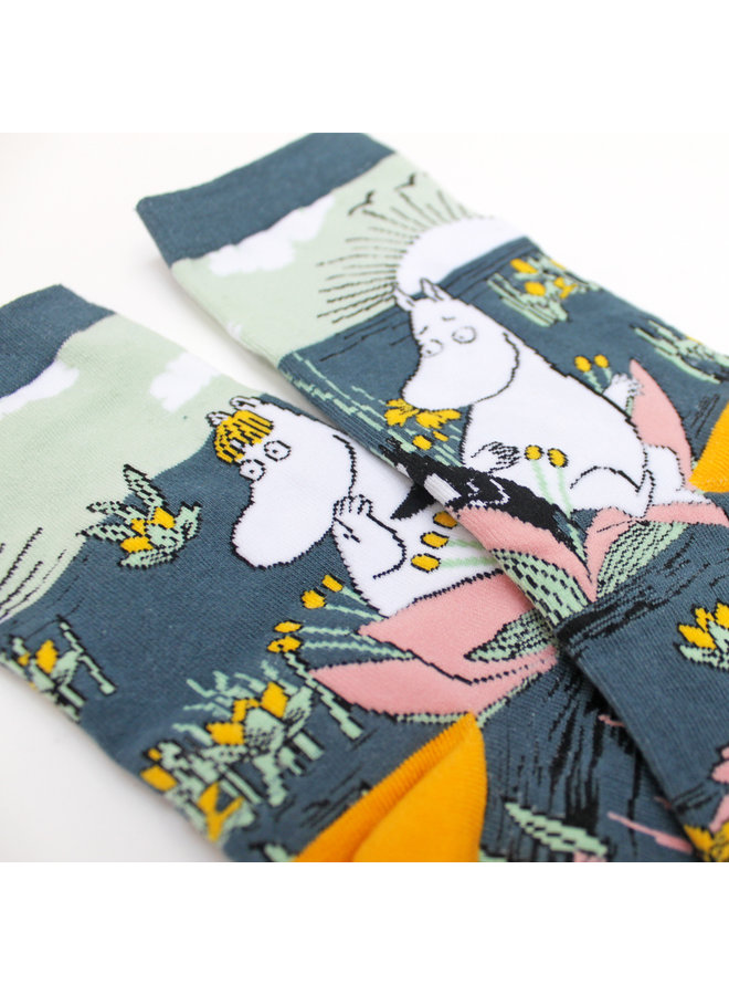 House of Disaster Socken Mumin Lotusblumen mit schönem Print