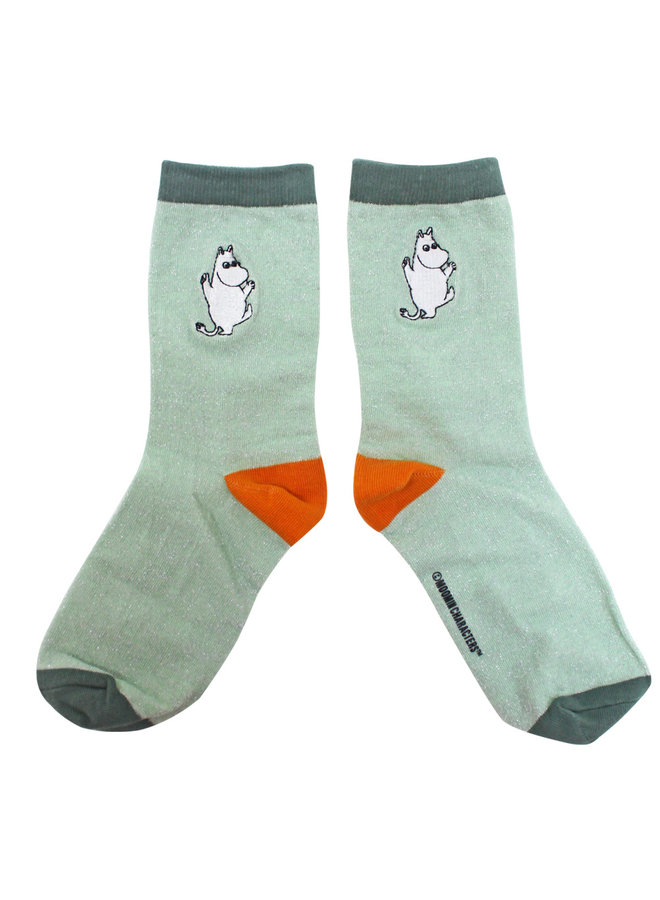 House of Disaster Socken Mumin hellgrün glitzer