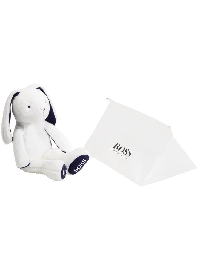 Hugo Boss Kuscheltier Hase weiß mit Logoprint