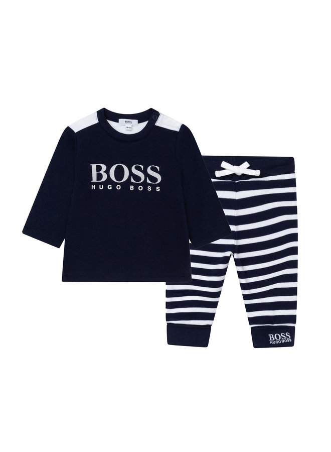 HUGO BOSS Baby Kombination weiß marine Longsleeve und Hose