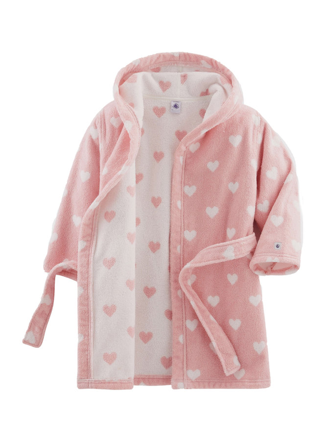 Petit Bateau Frottee Bademantel rosa mit Herzen