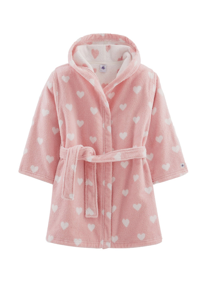 Petit Bateau Frottee Bademantel rosa mit Herzen