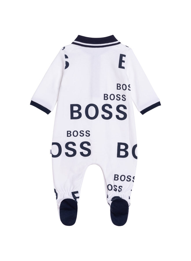 HUGO BOSS Baby Kombination weiß blau Strampler und Lätzchen