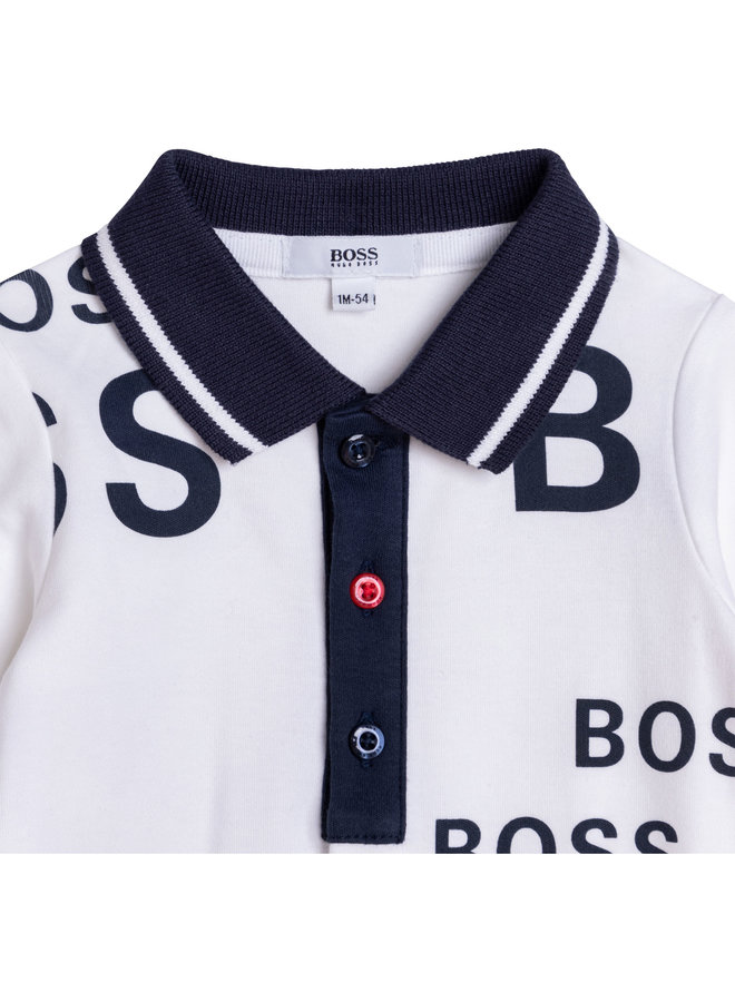 HUGO BOSS Baby Kombination weiß blau Strampler und Lätzchen