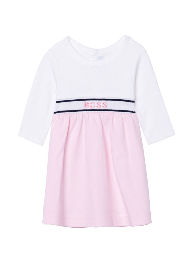 HUGO BOSS Baby Langarm Kleid rosa weiß