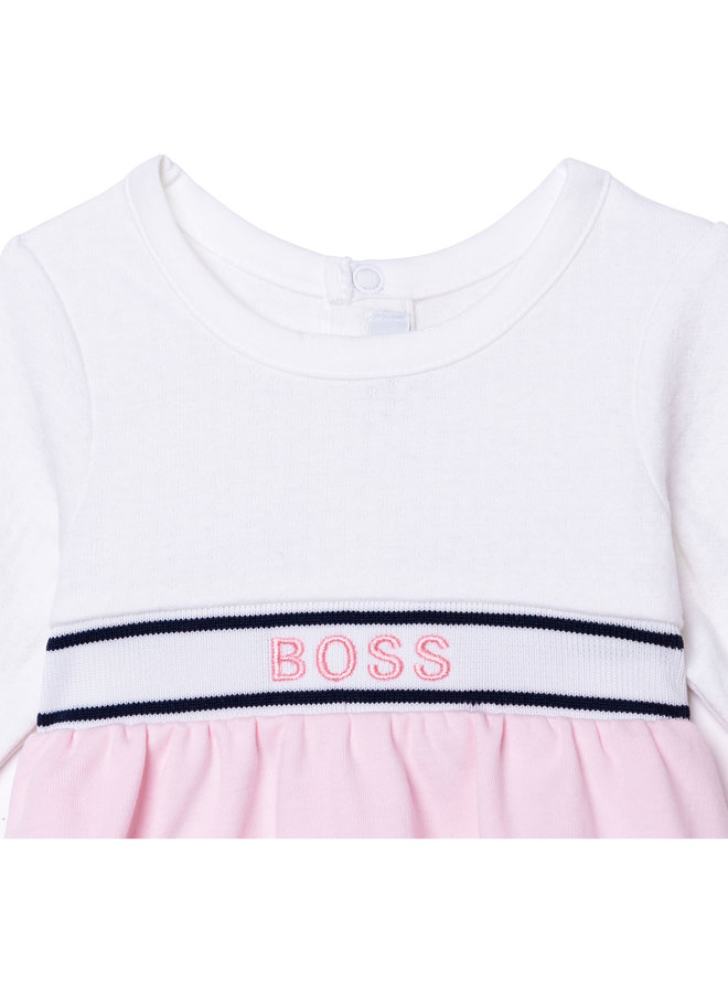 HUGO BOSS Baby Langarm Kleid rosa weiß