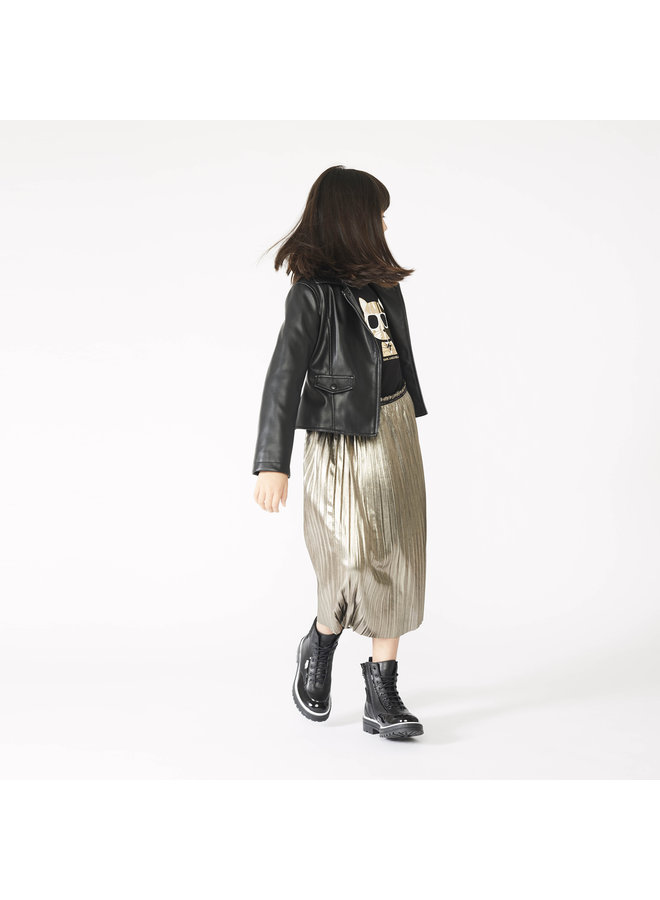 Karl Lagerfeld Kids Midi Rock goldfarben mit Logo Bund