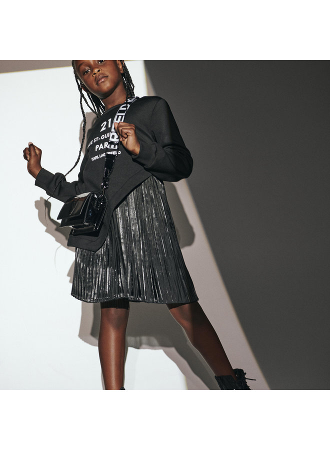 KARL LAGERFELD KIDS asymmetrisches Kleid schwarz mit Plissee