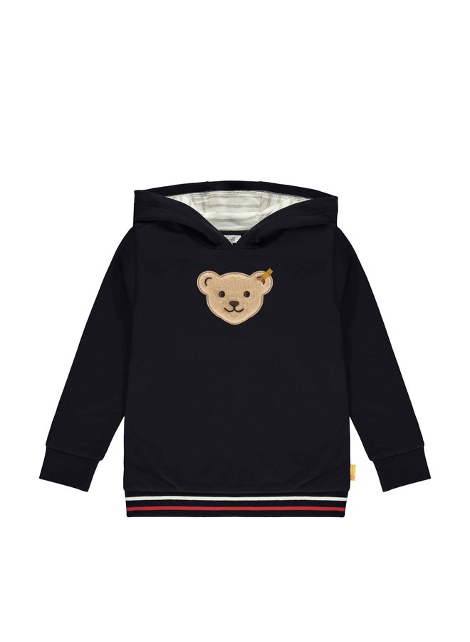 Steiff Hoodie Quietscher blau mit Teddy-Applikation