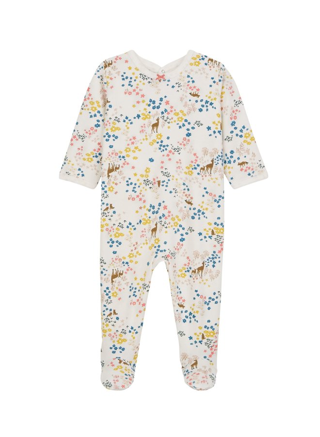 Petit Bateau Bodysuit aus Molton mit  Allover Tier und Blumen  Print