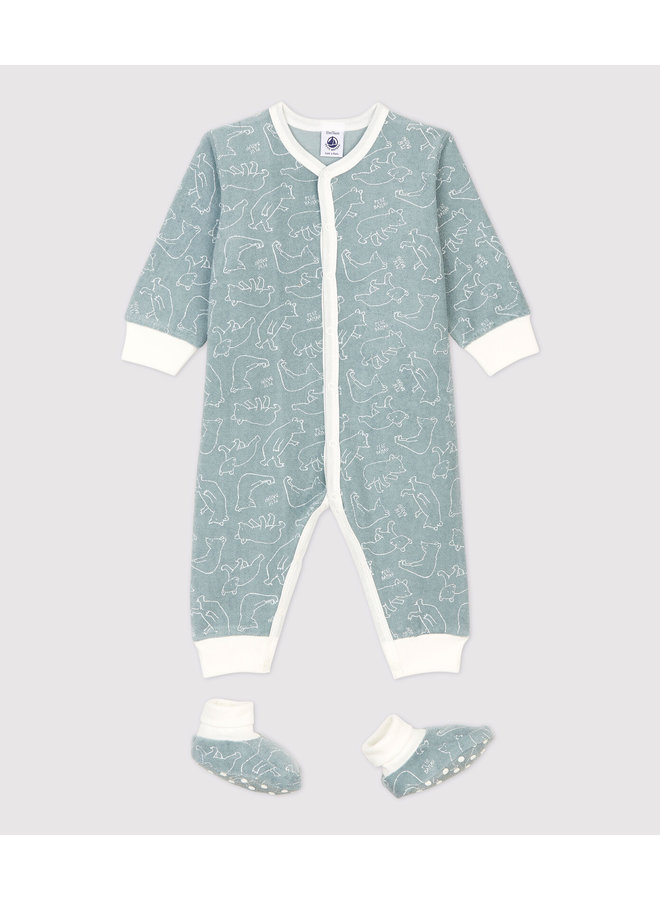 Petit Bateau Anzug mit Schühchen blaugrau