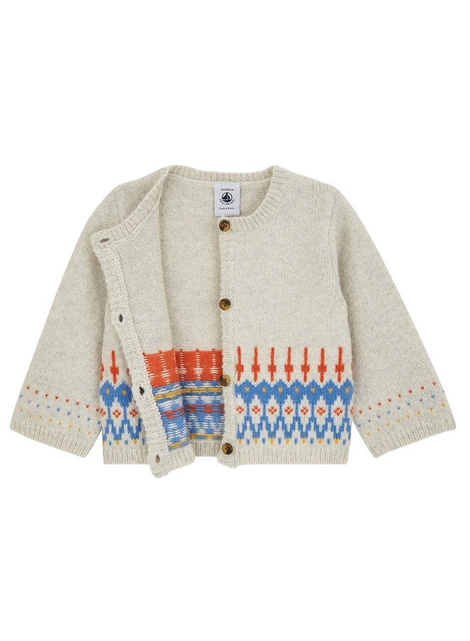 Petit Bateau Baby Cardigan mit Jaquard-Strick beige