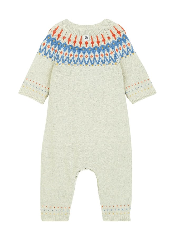 Petit Bateau weicher Baby Overall mit Jacquard-Strick beige