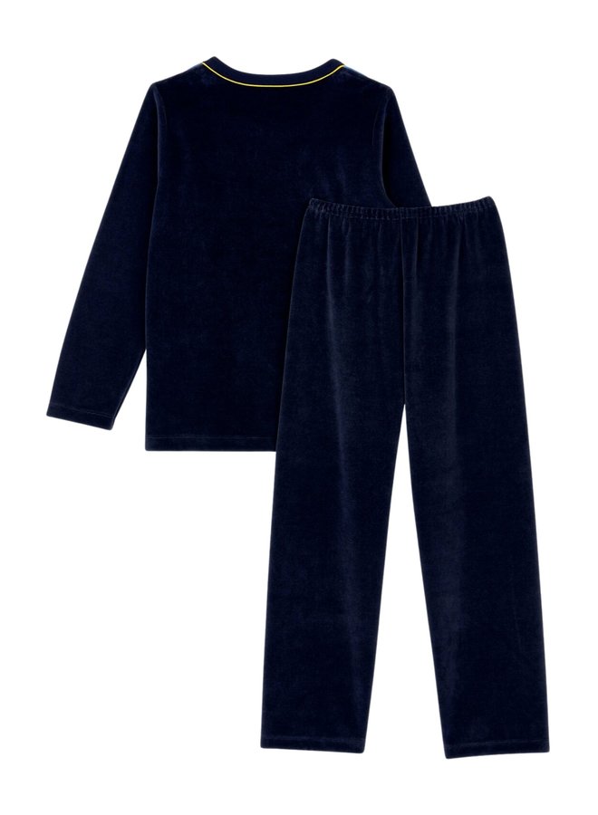 Petit Bateau Samt Pyjama Bär Blockstreifen