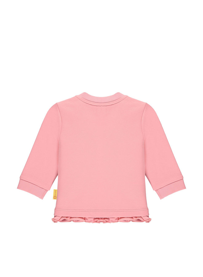 Steiff Baby Sweatshirt rosa / peony mit Teddy-Applikation und Rüschen