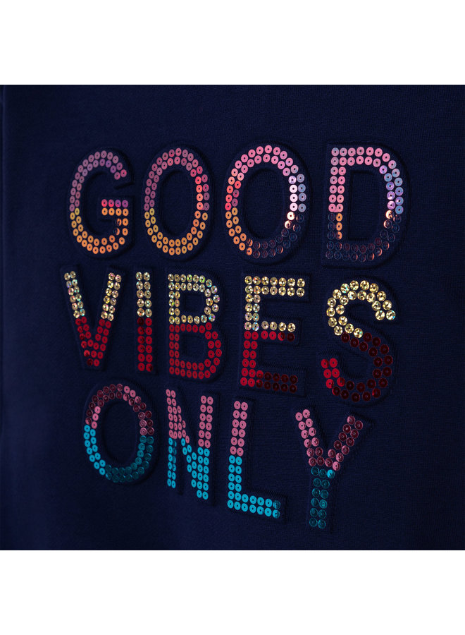 Billieblush Hoody Sweatshirt mit Pailletten Good Vibes Only