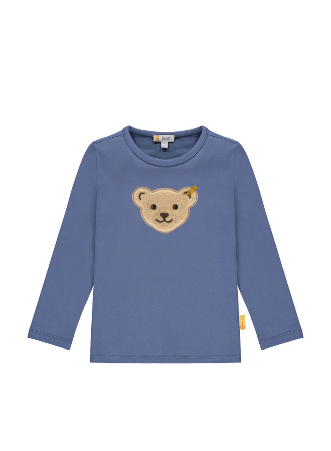 Steiff Baby Sweatshirt Quietscher blau mit Teddy-Applikation  - Copy