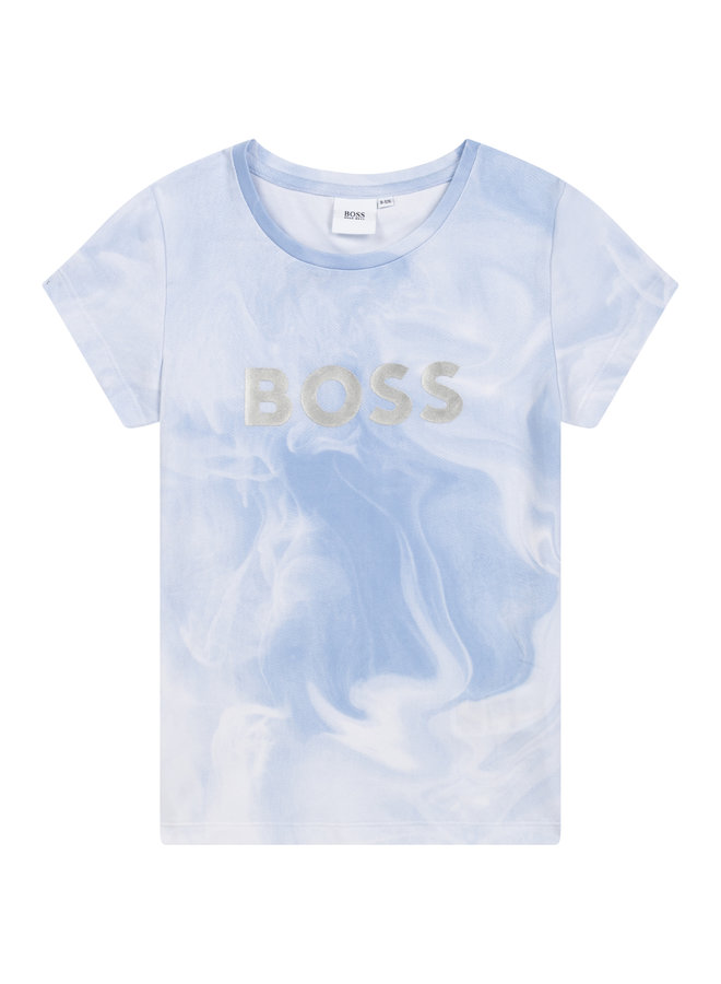 HUGO BOSS Mädchen T-Shirt hellblau mit Logo