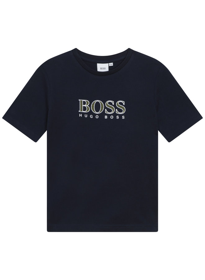 HUGO BOSS Kinder T-Shirt marine mit Relief Logo