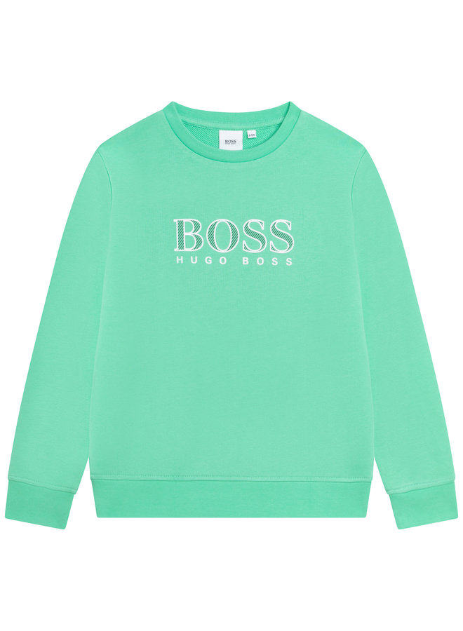 HUGO BOSS Kinder Sweatshirt grün mit Relief Logo