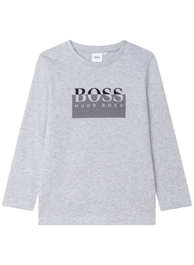 HUGO BOSS Kids Longsleeve Langarmshirt greymelange mit Logo