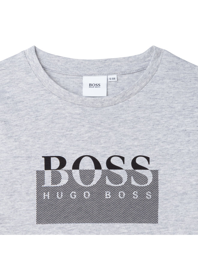 HUGO BOSS Kids Longsleeve Langarmshirt greymelange mit Logo