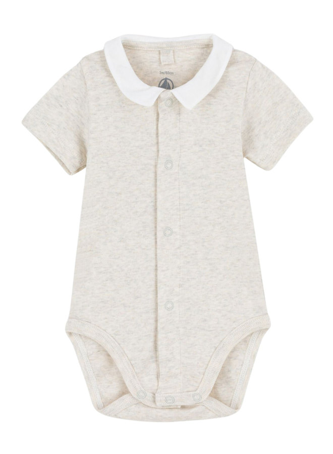 Petit Bateau Baby Body beige mit Kragen