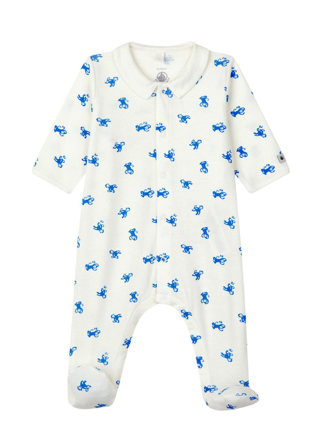 Petit Bateau Bodysuit mit  Allover blaue Affen  aus Bio-Baumwolle