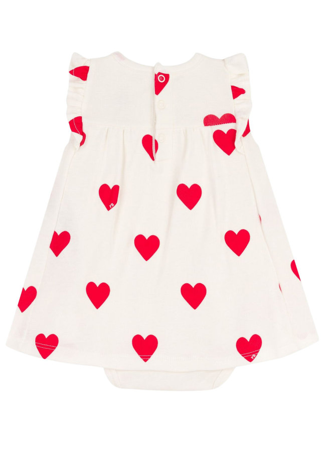 Petit Bateau Baby Body-Kleid weiß  aus Bio-Baumwolle mit Herzen ohne Ärmel aus Bio-Baumwolle