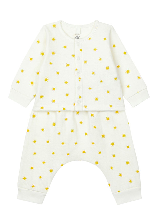 Petit Bateau 2-teiliges Baby-Set aus Strickjacke und Hose mit Sonnenprint