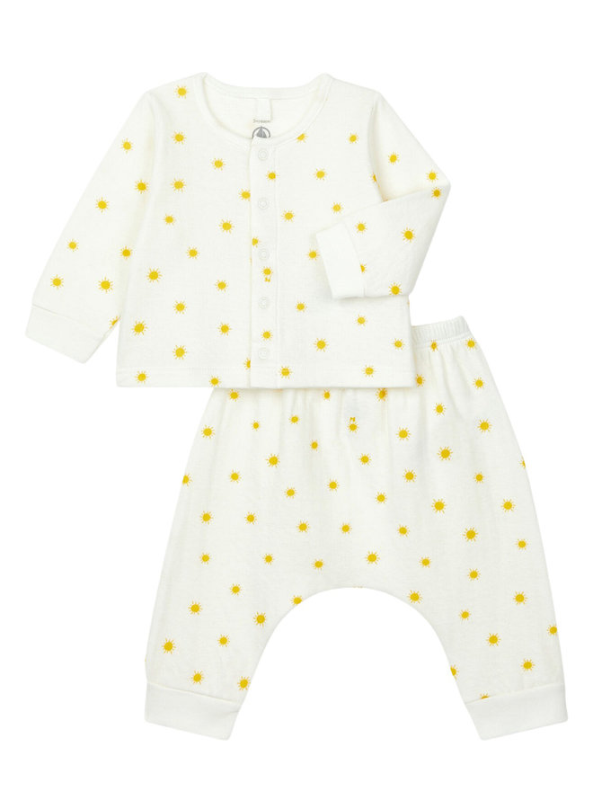 Petit Bateau 2-teiliges Baby-Set aus Strickjacke und Hose mit Sonnenprint