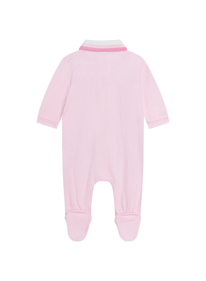 BOSS Baby Strampler Schlafanzug rosa mit weißem Kragen