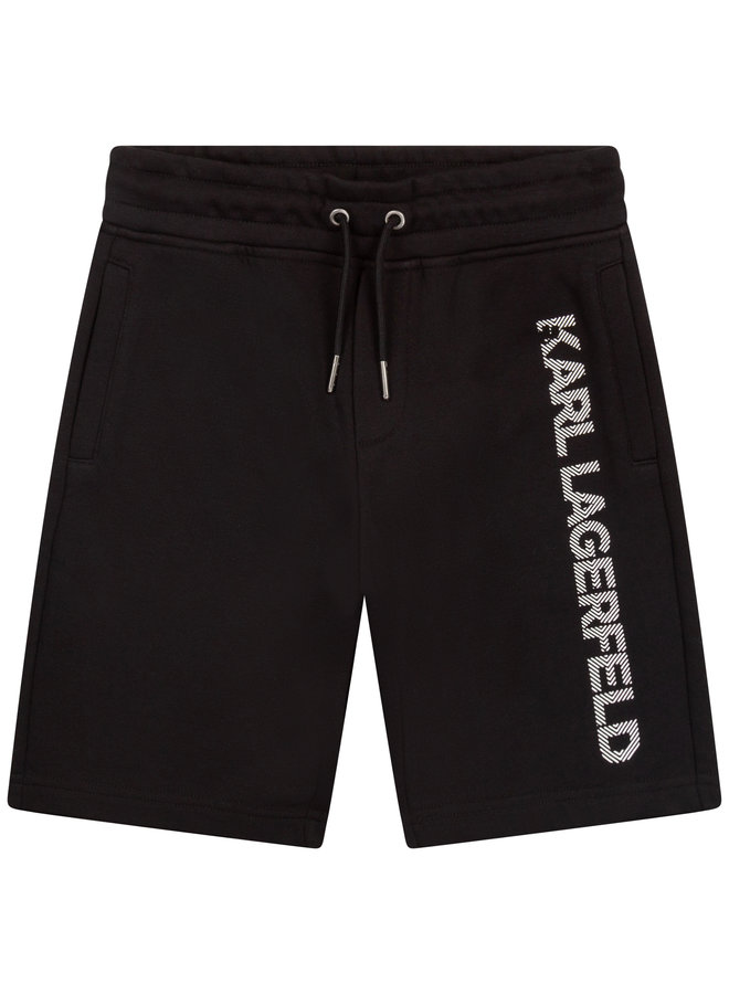 KARL LAGERFELD KIDS Bermuda Shorts schwarz  einseitiges Logoprint