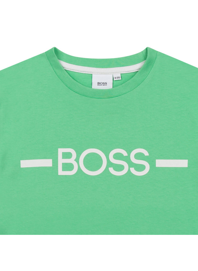 HUGO BOSS Kinder T-Shirt grün mit  Logo - Flock