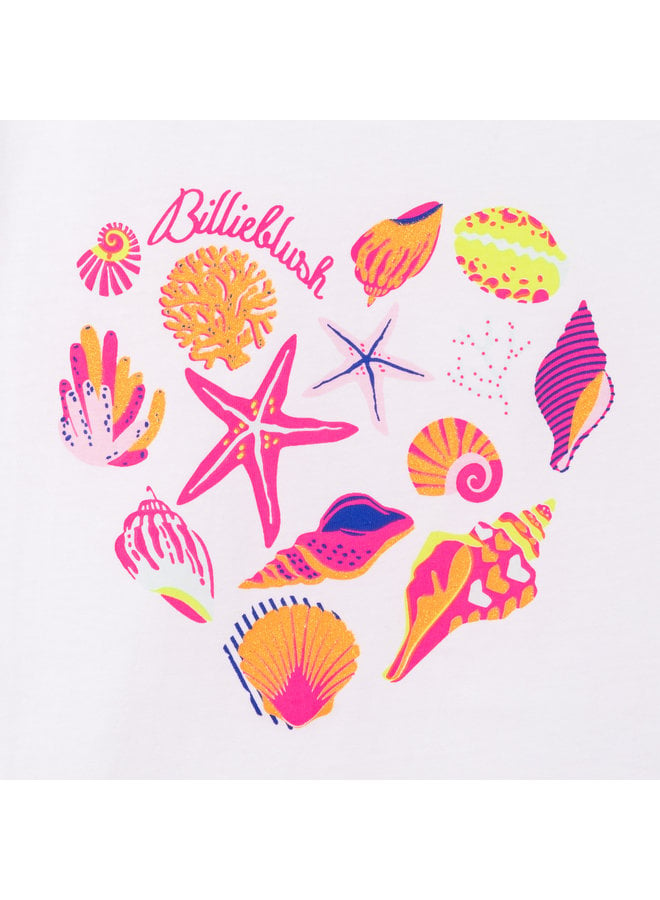 Billieblush T-Shirt weiß / creme mit Herzmotiv pink mit Meeresthema