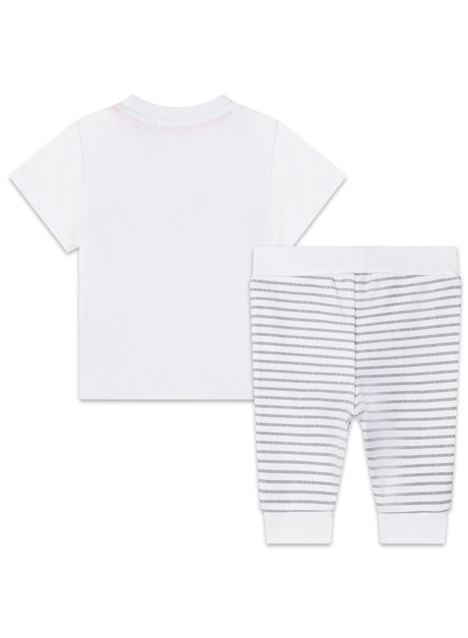 HUGO BOSS Baby Kombination weiß T-shirt und Hose gestreift mit Logo