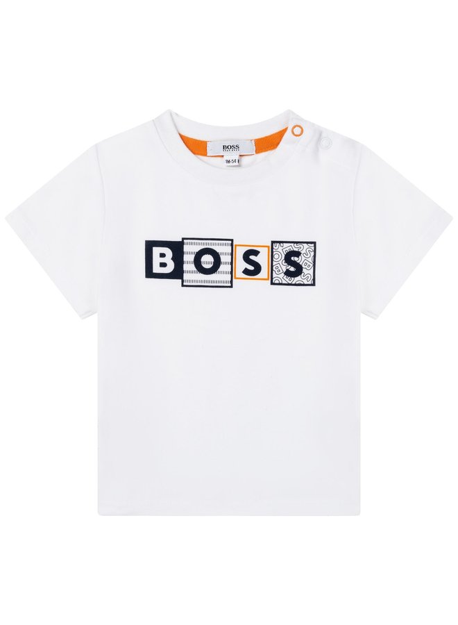 HUGO BOSS Baby Kombination weiß T-shirt und Hose gestreift mit Logo