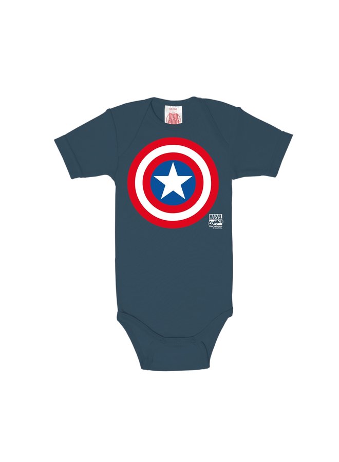 LOGOSHIRT Baby Body Captain America dunkelblau