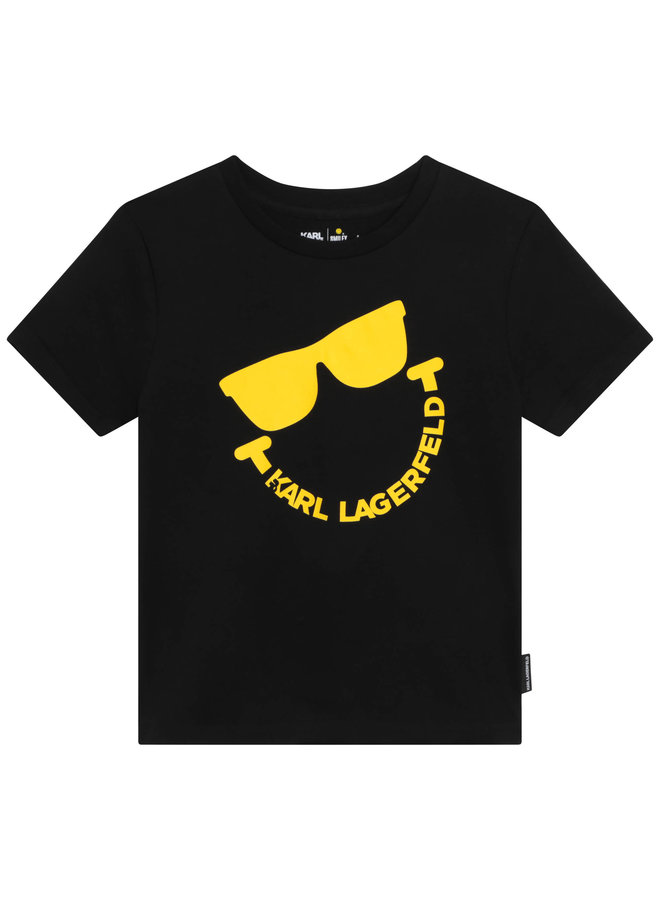 KARL LAGERFELD KIDS schwarzes T-Shirt SMILEY MINI ME