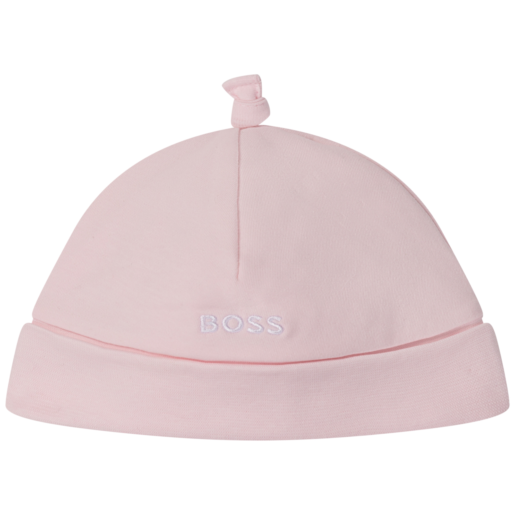 HUGO BOSS coole Baby Mütze rosa mit Logostitching in weiß - Coolkids-Store