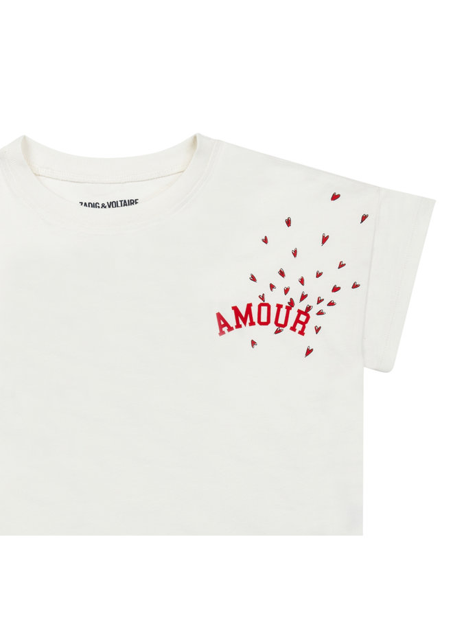 Zadig & Voltaire T-Shirt in creme weiß mit Amour Print