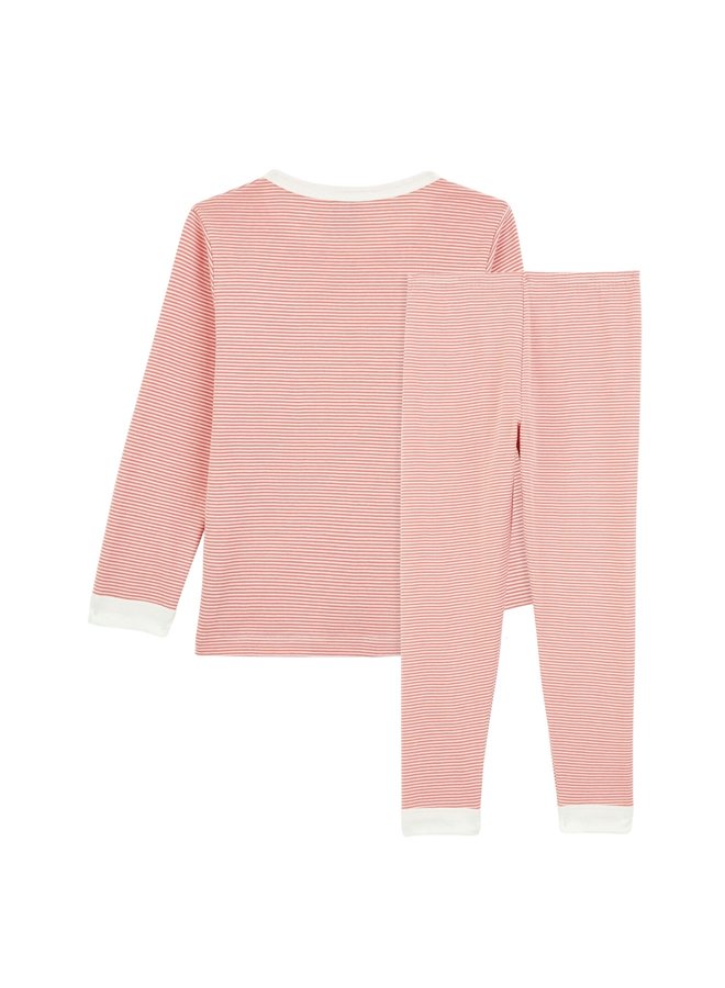 Petit Bateau Pyjama Milleraies rosa weißer Streifenanzug