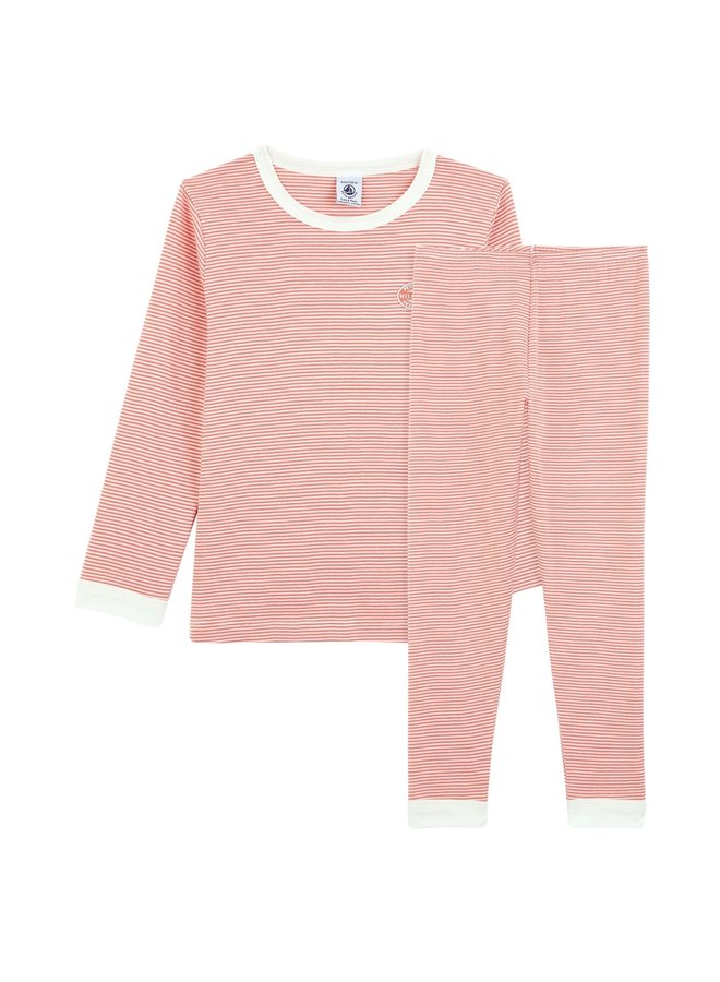 Petit Bateau Pyjama Milleraies rosa weißer Streifenanzug