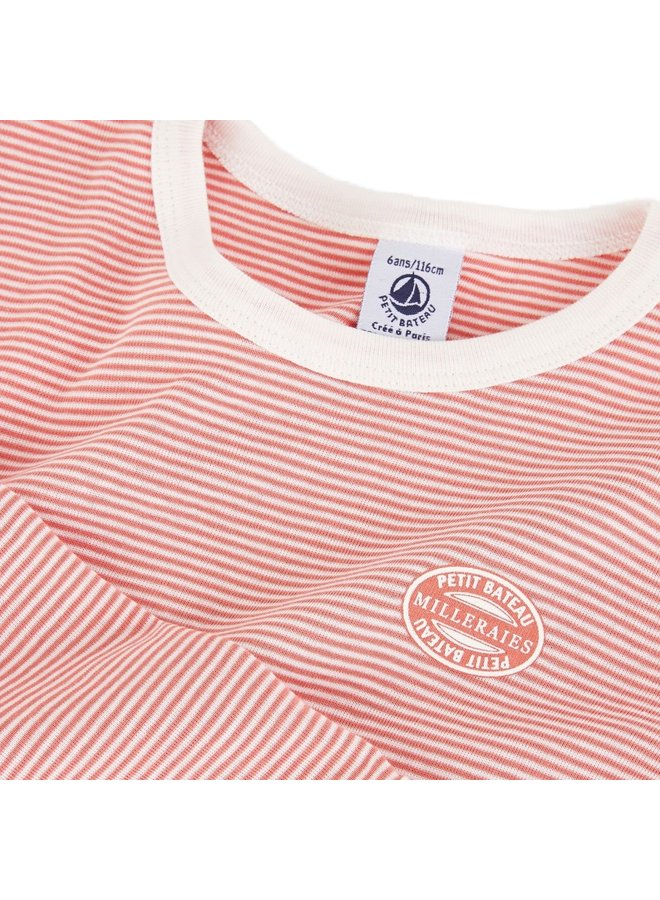 Petit Bateau Pyjama Milleraies rosa weißer Streifenanzug