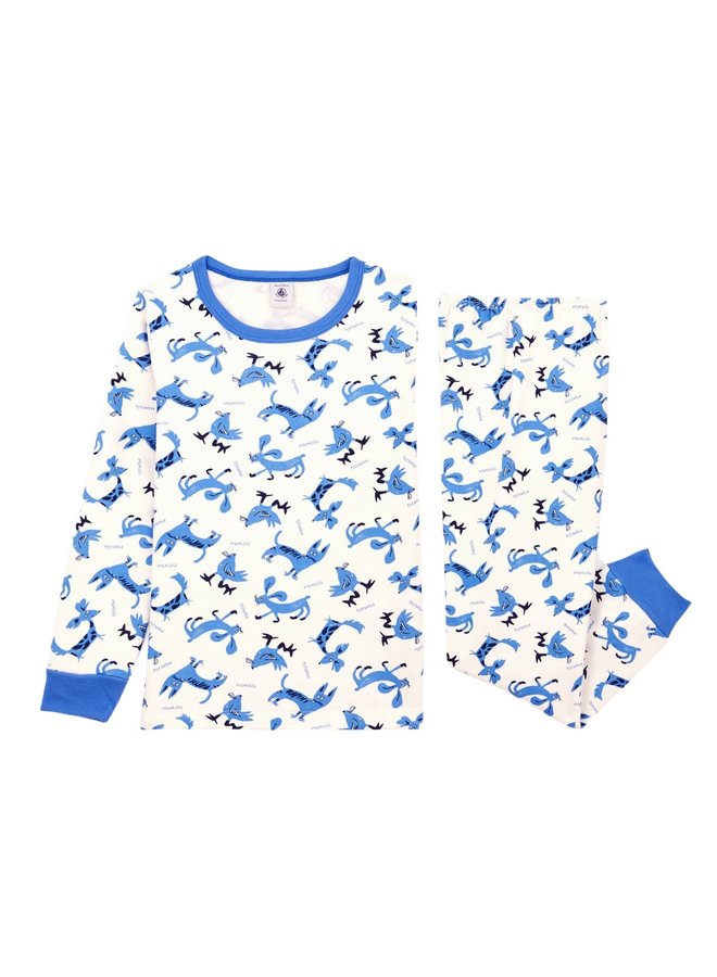 Petit Bateau Pyjama Milleraies aus Baumwolle mit Tiermotiv